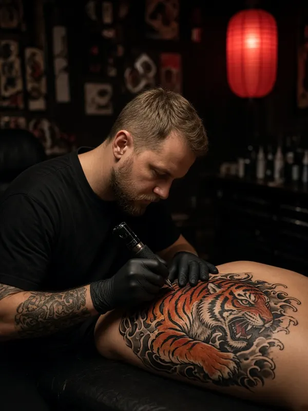 Kenji Nowak tatuuje japońskiego tygrysa