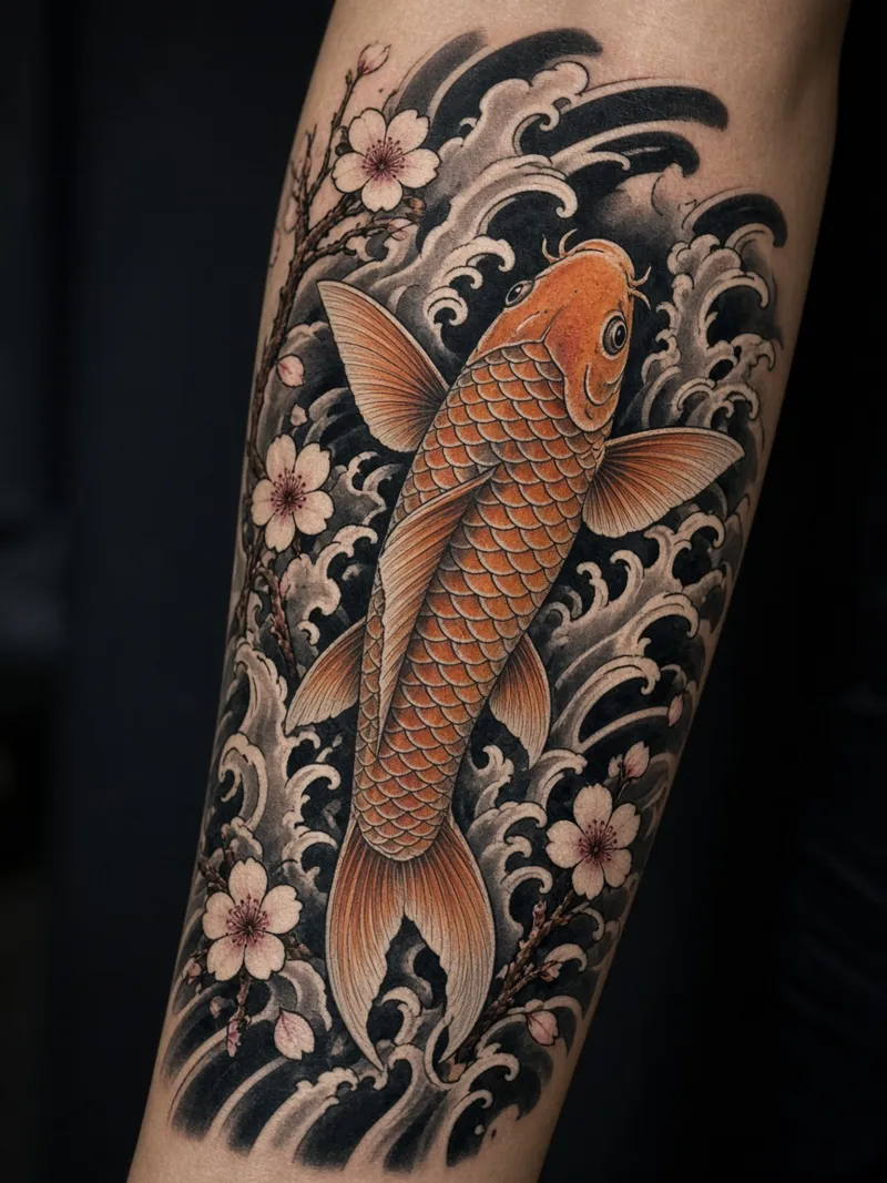 Karp koi na przedramieniu