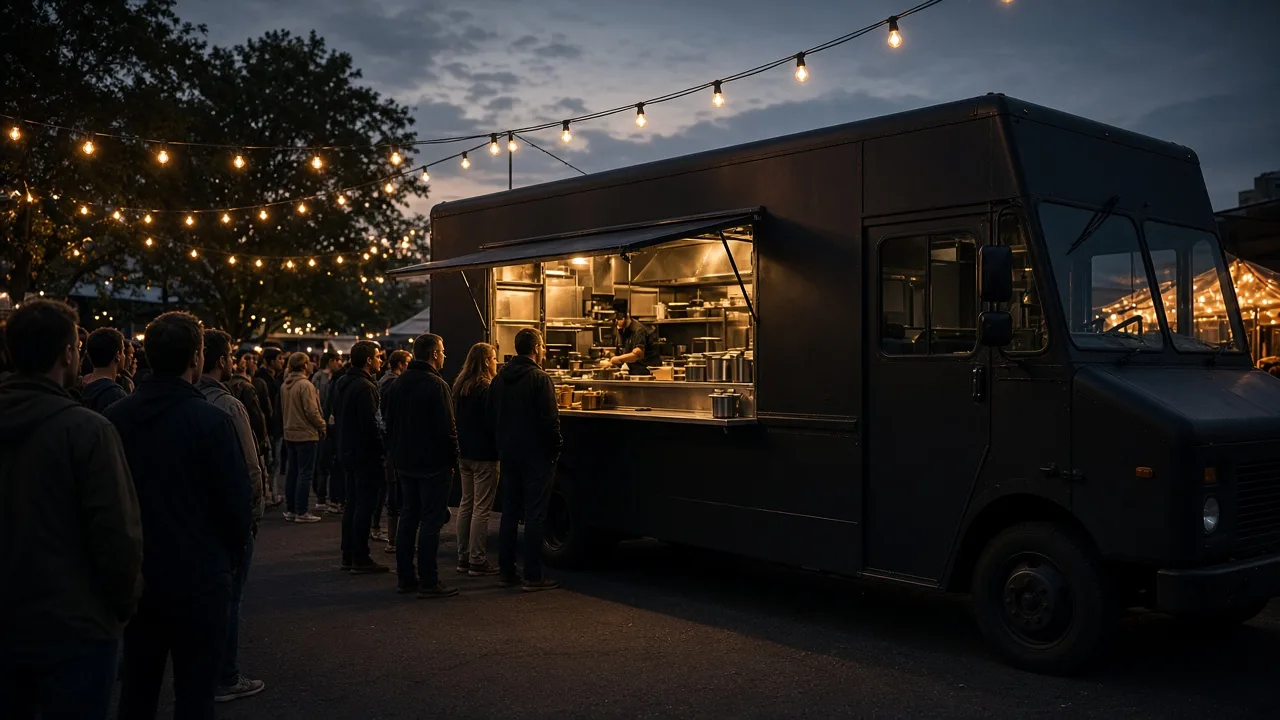 Food truck nocą